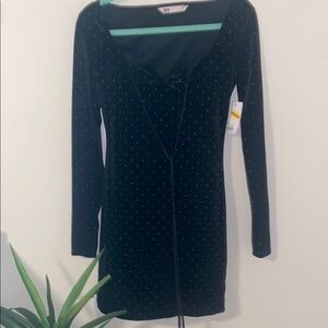 Black Bodycon Long Sleeve Scoop Neck Dress